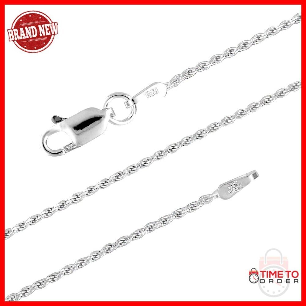 925 Sterling Silver Diamond-Cut Rope Chain Necklace 28 Inch